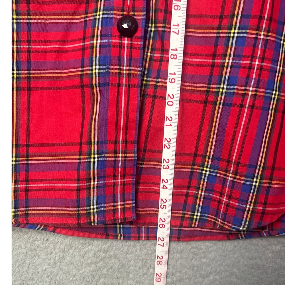 Foxcroft Plus Size Button Up Blouse Red Plaid Wri… - image 4